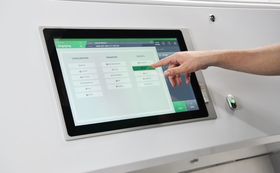 optical sorter screen HMI interface